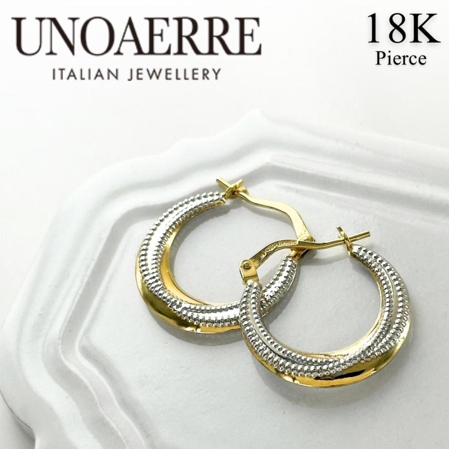 UNOAERRE ウノアエレ 18金 ピアス K18 18K フープピアス UNOAERRE ウノアエレ 18金 ピアス K18 18K フープピアス