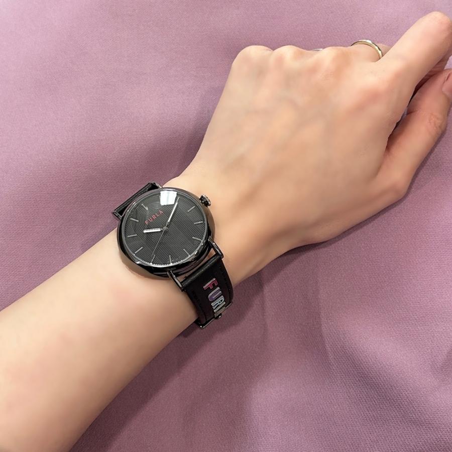 FURLA 腕時計　ブラックレザー クォーツ FURLA（フルラ） 腕時計 レディース ブランド ステンレススチール 革