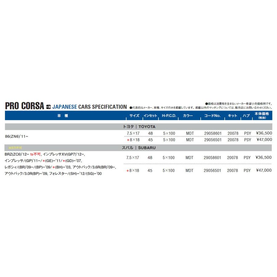 SPARCO PROCORSA 18インチ 8J +45PCD120ハブ72.6 SPARCO PROCORSA スパルコ プロコルサ 18インチ 8.0J 4本セット グロス