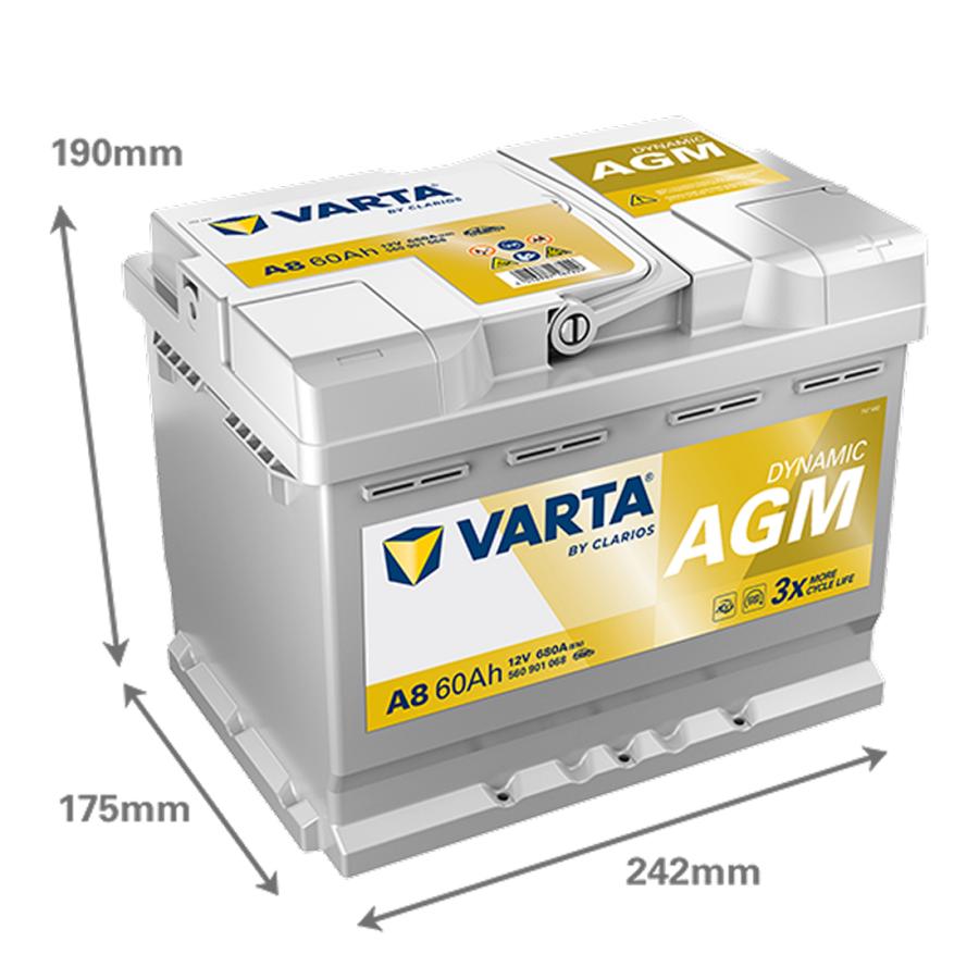 560-901-068 A8(旧品番D52) VARTA AGM ドイツ製 バルタ 輸入車用 バッテリー 参考  BOSCH ボッシュ BLA-60-L2 韓国 ファルタ LN2 に互換の画像