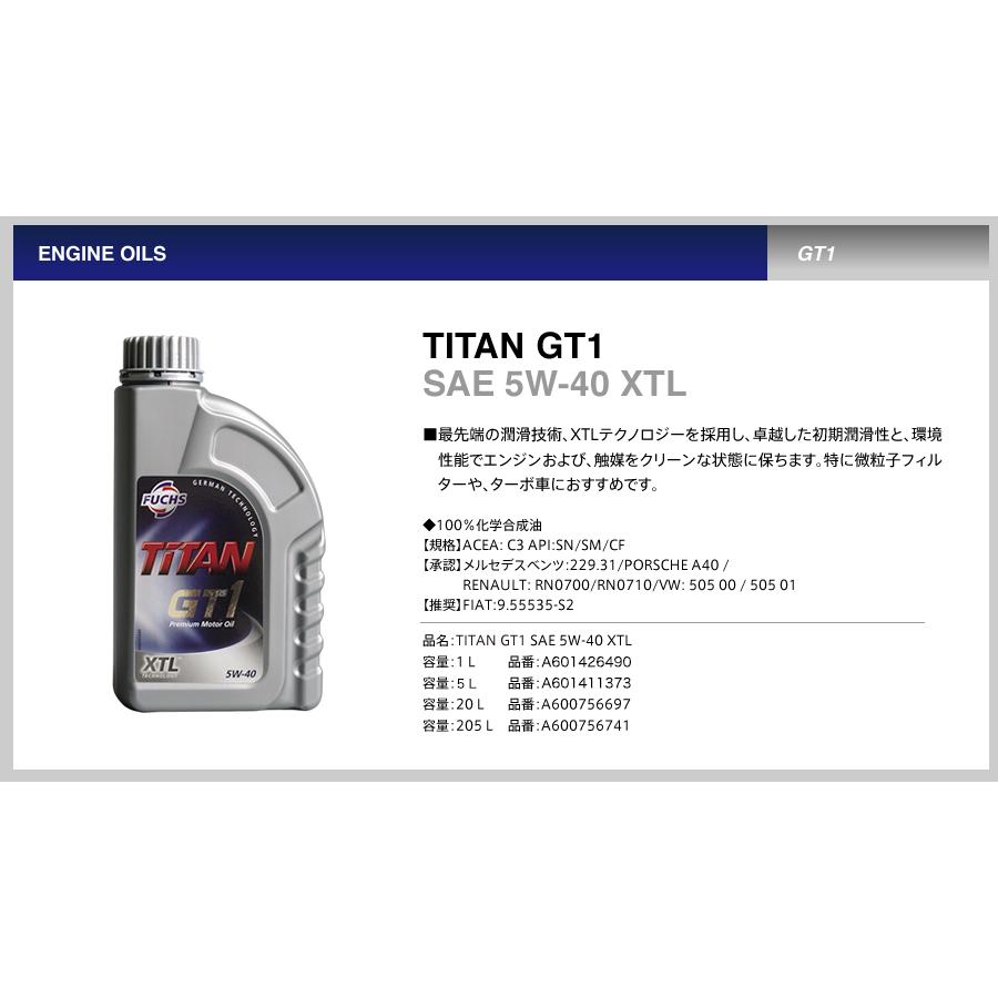 FUCHS TITAN GT1 FLEX3 SAE 5W-40 5L フックス オイル FUCHS TITAN GT1 FLEX3 SAE 5W-40 5L フックス オイル