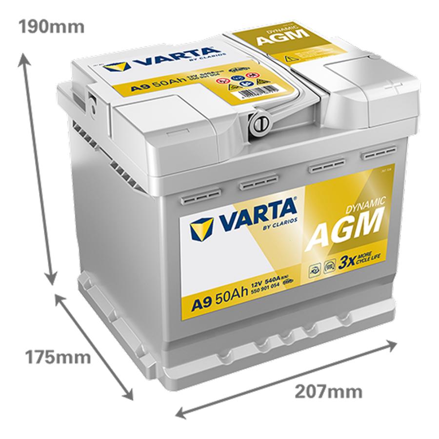 ドイツ製 VARTA バッテリー 550-901-054 A9 AGM 50Ah バルタ ダイナミックAGM 550901054 アイドリングストップ車 LN1の画像