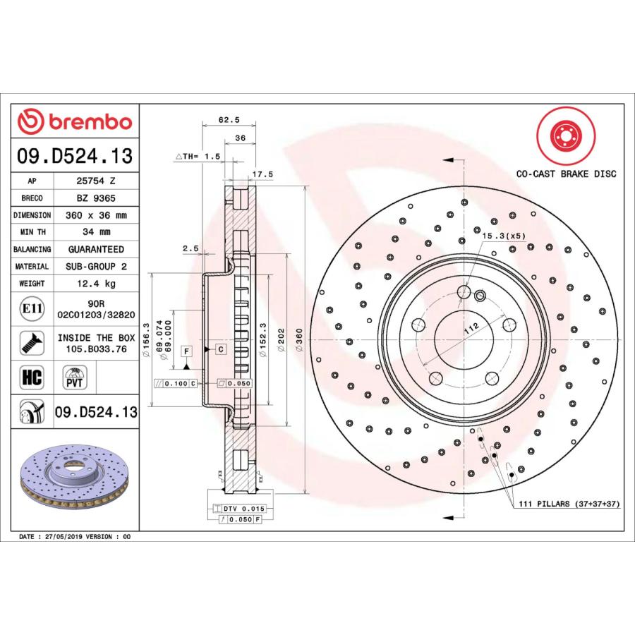 brembo（ブレンボ） 09.D524.13 ブレーキディスク ローター 左右セット