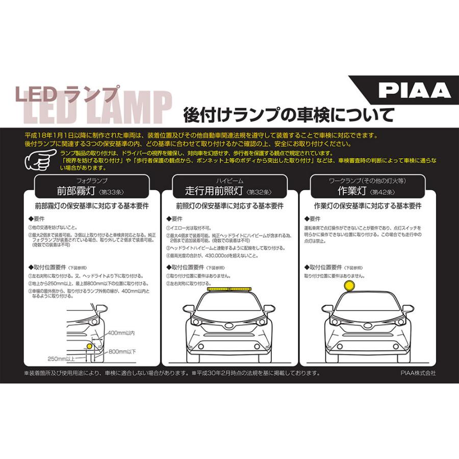 PIAA 後付けランプ LED 6000K LP550 65000cd ドライビング配光 12V/14W 