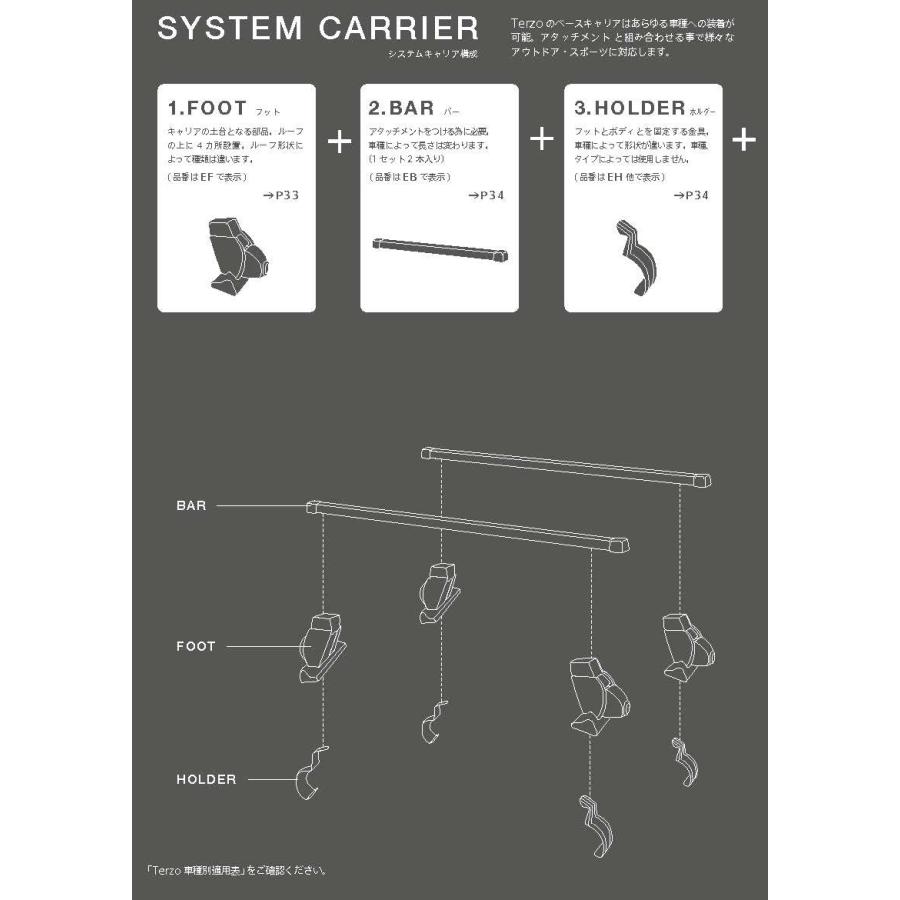 Terzo テルッツォ by PIAA ルーフキャリア ベースキャリア バー 2本入 スクエアバータイプ ブラック 127cm エンドキャップ付 EB3 | PIAA | 03