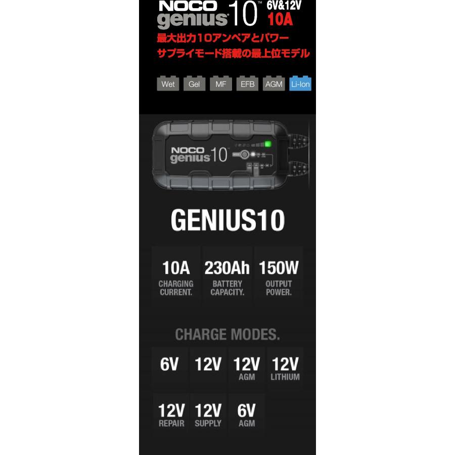 NOCO（ノコ） NOCO Genius 10 バッテリーチャージャー 10A G10JP