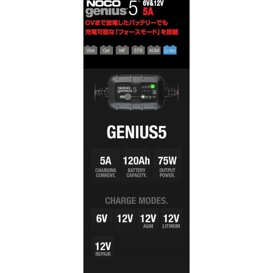 NOCO（ノコ） NOCO Genius 5 バッテリーチャージャー 5A G5JP