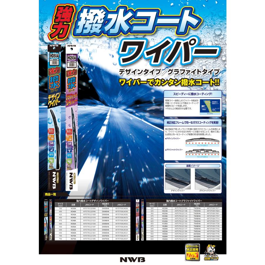 NWB 強力撥水コートグラファイトワイパー HG53A 525mm 1本入 雨用ワイパー Uクリップ｜norauto｜02