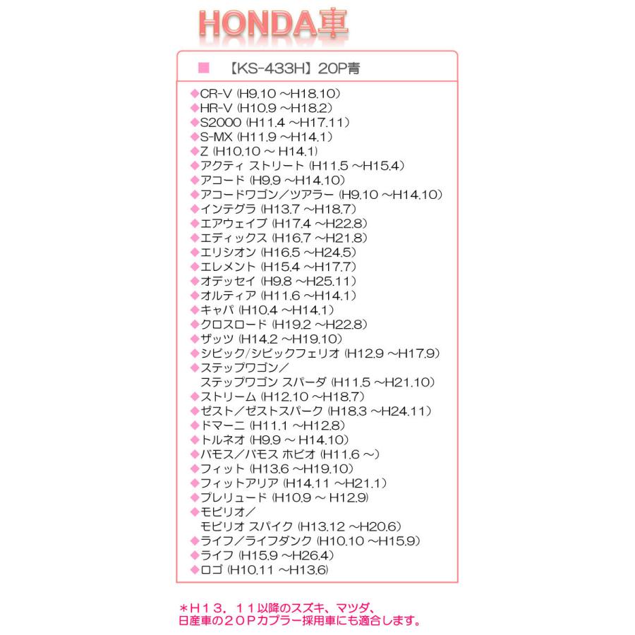 ホンダ スズキ マツダ オーディオハーネス KS-433H カプラー 20P青