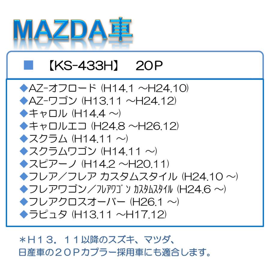 ホンダ スズキ マツダ オーディオハーネス KS-433H カプラー 20P青