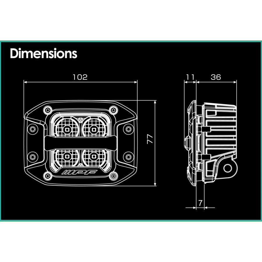 IPF ML-10FM 2inch フラッシュマウント for DRL オフロードランプ型