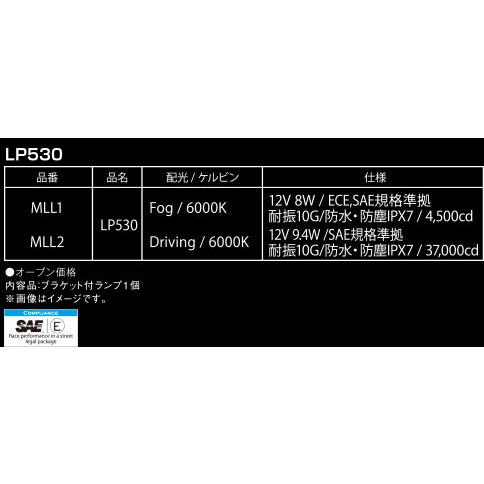 PIAA バイク用フォグランプ LED 6000K 追加ランプ 12V8W LP530 IPX7