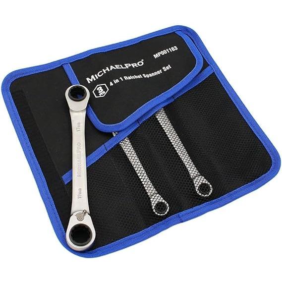 ラチェットメガネレンチ 4-in-1 アングルラチェットレンチセット 2本組 4-in-1 ラチェットめがねレンチセット 3本セット マイケルプロ