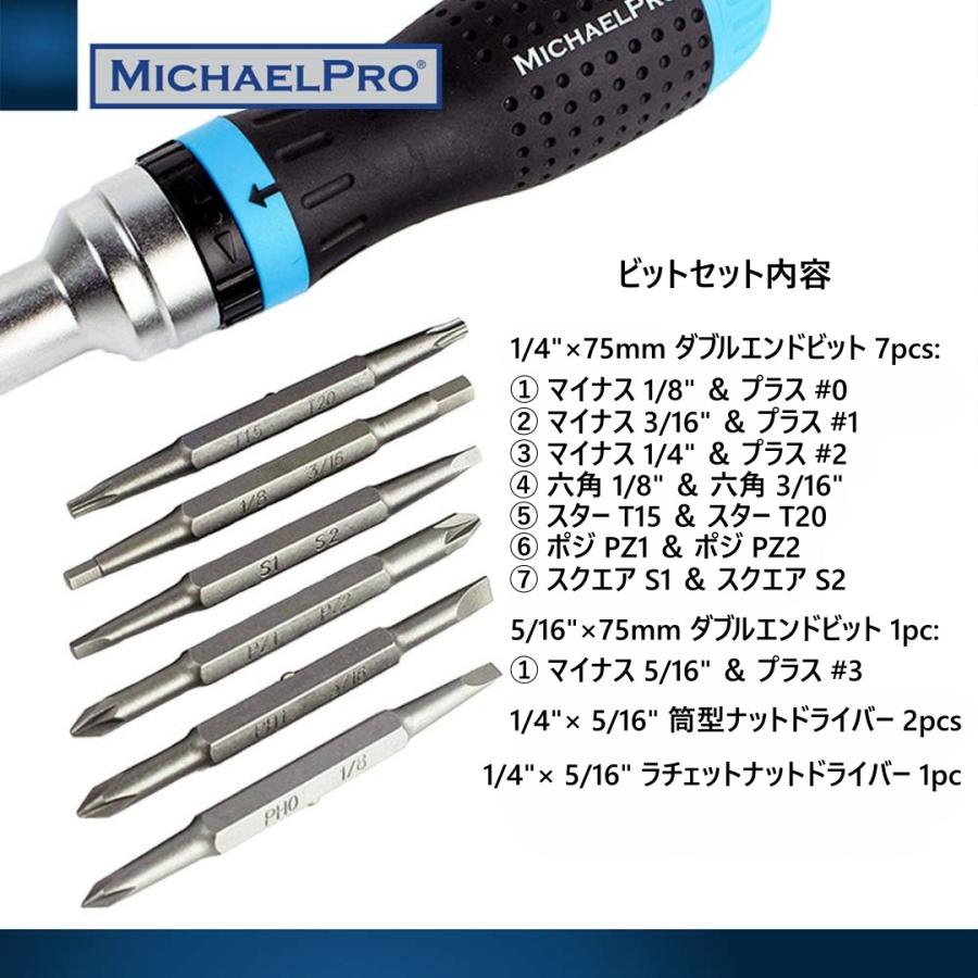 19-in-1 マルチビットラチェットドライバーセット オールインワンマルチドライバー ハンドル収納 マイケルプロ MP002001 MichaelPro |  | 02