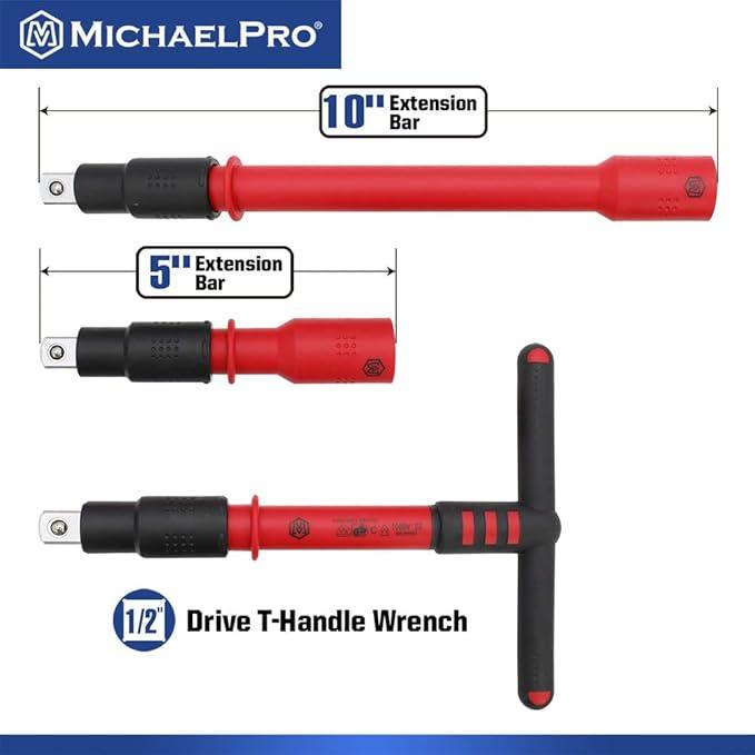 20ピース 1/2インチドライブ VDE 絶縁ソケットセット MP005048  マイケルプロ 工具 整備用品 メンテナンス 修理 DIY 自動車 軽自動車 大型車 MichaelPro |  | 02