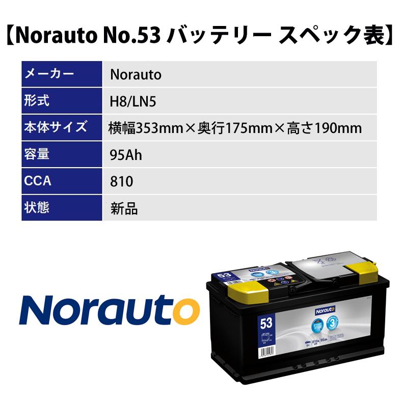 Norauto AGMバッテリー No.53 95Ah 810CCA H8/LN5 輸入車用バッテリー | VARTA G14 595901085 BLA-95-L5 LN5に互換｜norauto｜14