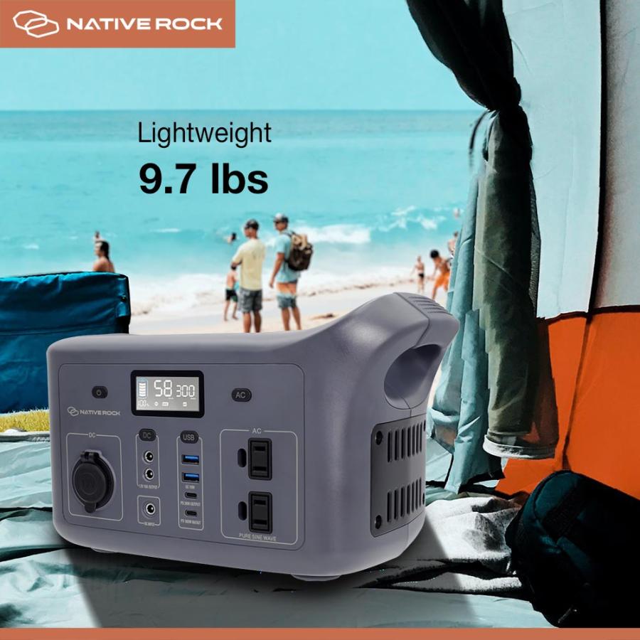 NativeRock ポータブル電源 NRP03 300W キャンプ LED ライト付き 車 