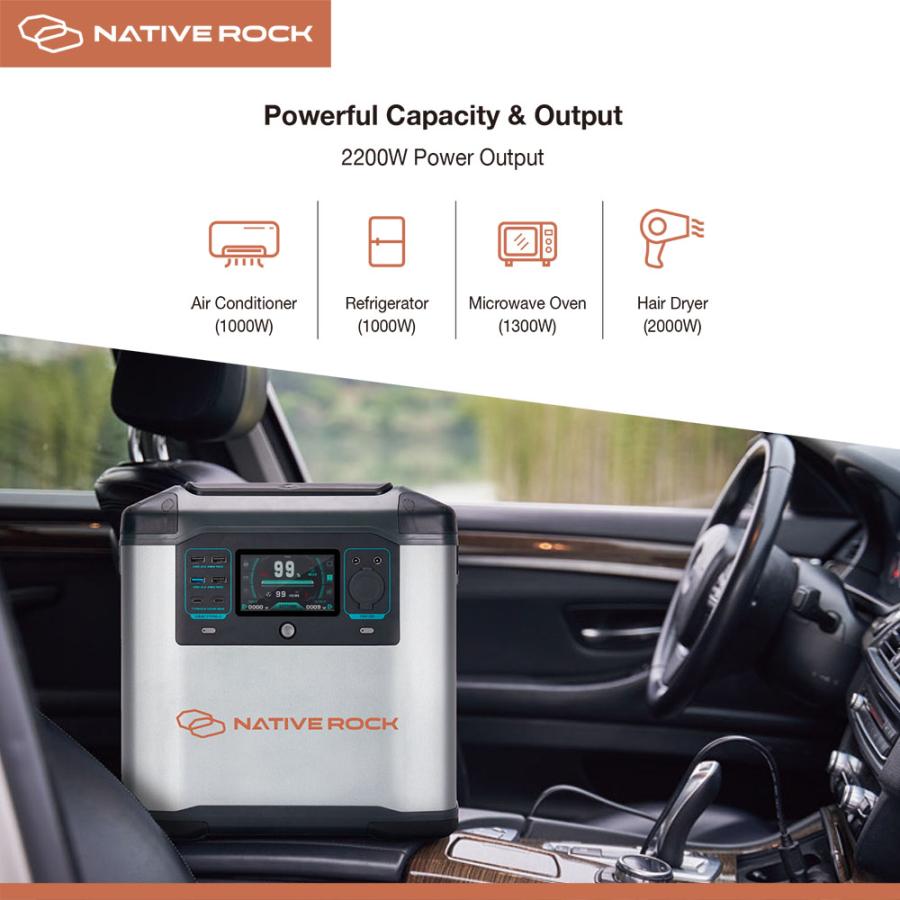 NativeRock ポータブル電源 NRP25 2200W 大容量 高出力 キャンプ サブ