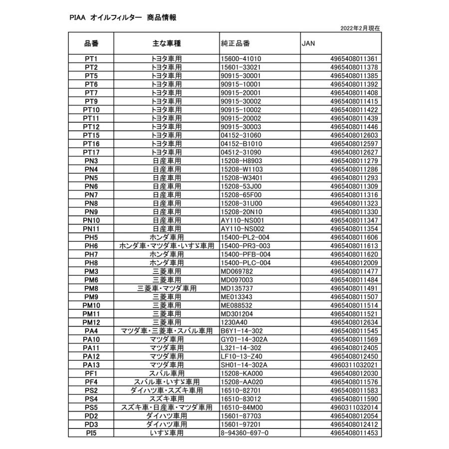 PIAA 10個セットでお得！PIAA オイルフィルター 1個入 [日産/マツダ