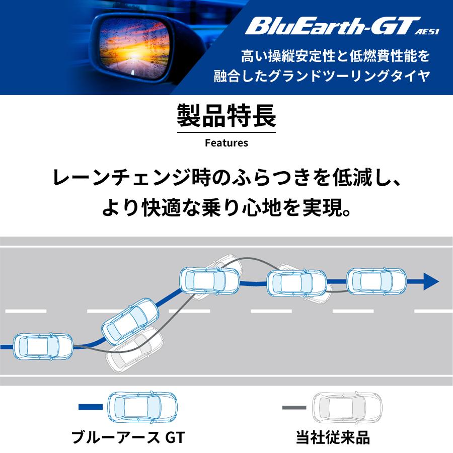4本セット ヨコハマタイヤ ブルーアース GT R4617 225/55R16 99W BluEarth-GT AE51 低燃費 軽量 ウェット性能 a ふらつき低減 タイヤ YOKOHAMA｜norauto｜02