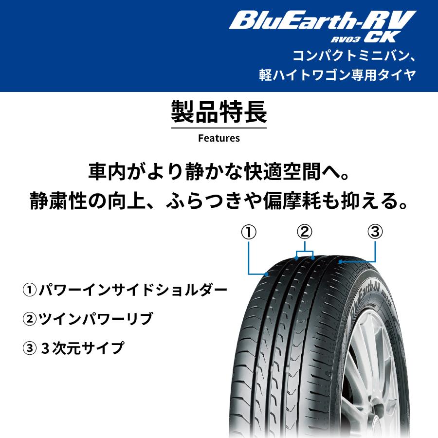 4本セット ヨコハマタイヤ ブルーアース RV RV03A R8247 165/65R13 77S 13インチ RV03 CK BluEarth-RV 低燃費 静粛性 耐摩耗性 高い操縦安定性 YOKOHAMA RV ヨコハマタイヤ RV03A