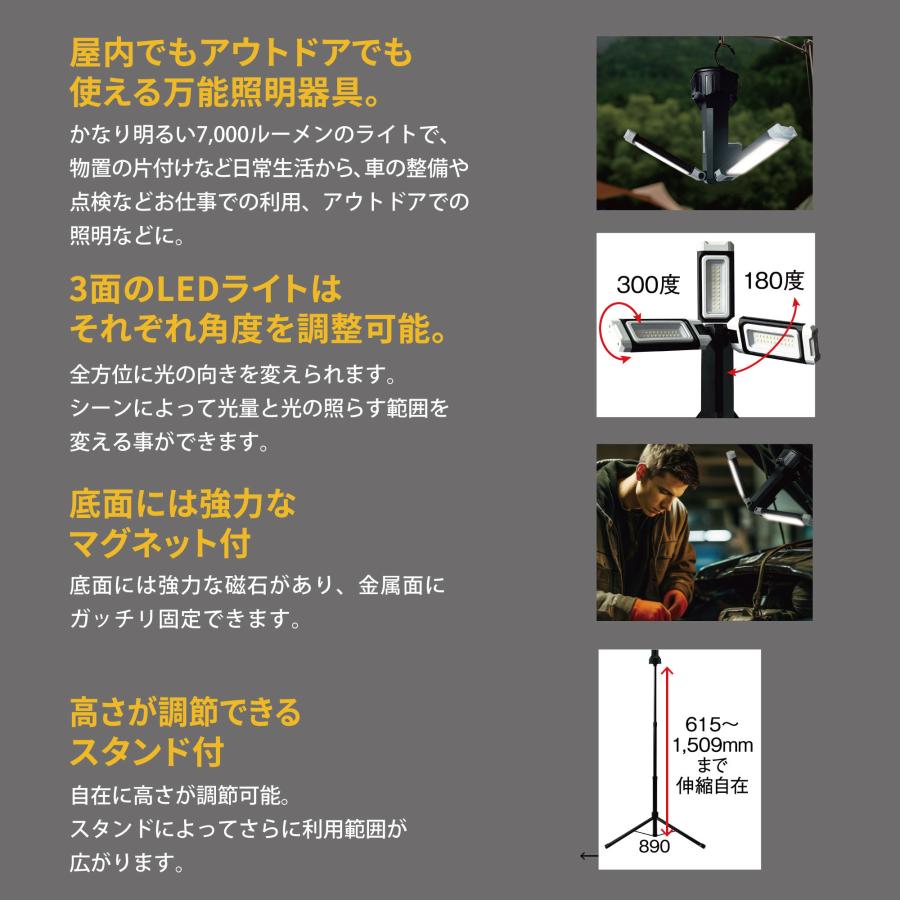◎ みー さま専用 ◎照明2点セット スタンド付 三つ葉ライト 7000 RX-N65 ガレージ 作業 アウトドア 照明