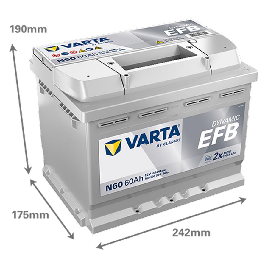 VARTA LN2 EFB バッテリー ダイナミックEFB N60|バルタ 60A 640CCA 560500064 サイズ:W242mm×D175mm×H190mm ヨーロッパ製 欧州車用 アイドリングストップの画像
