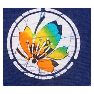 本ろうけつ染　手差しのれん 丸に蝶（45ｃｍ丈） |  | 01