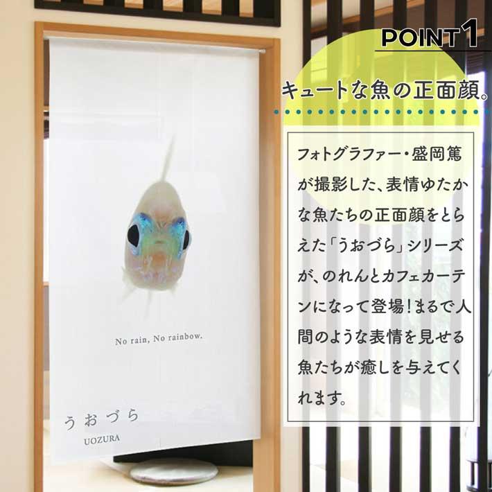 のれん 暖簾 金魚 熱帯魚 魚柄 洋風 85cm幅 150cm丈 間仕切りタペストリー うおづら ニューゴールドネオンテトラ 白 夏 (受注生産 99720) | のれん工房 | 01