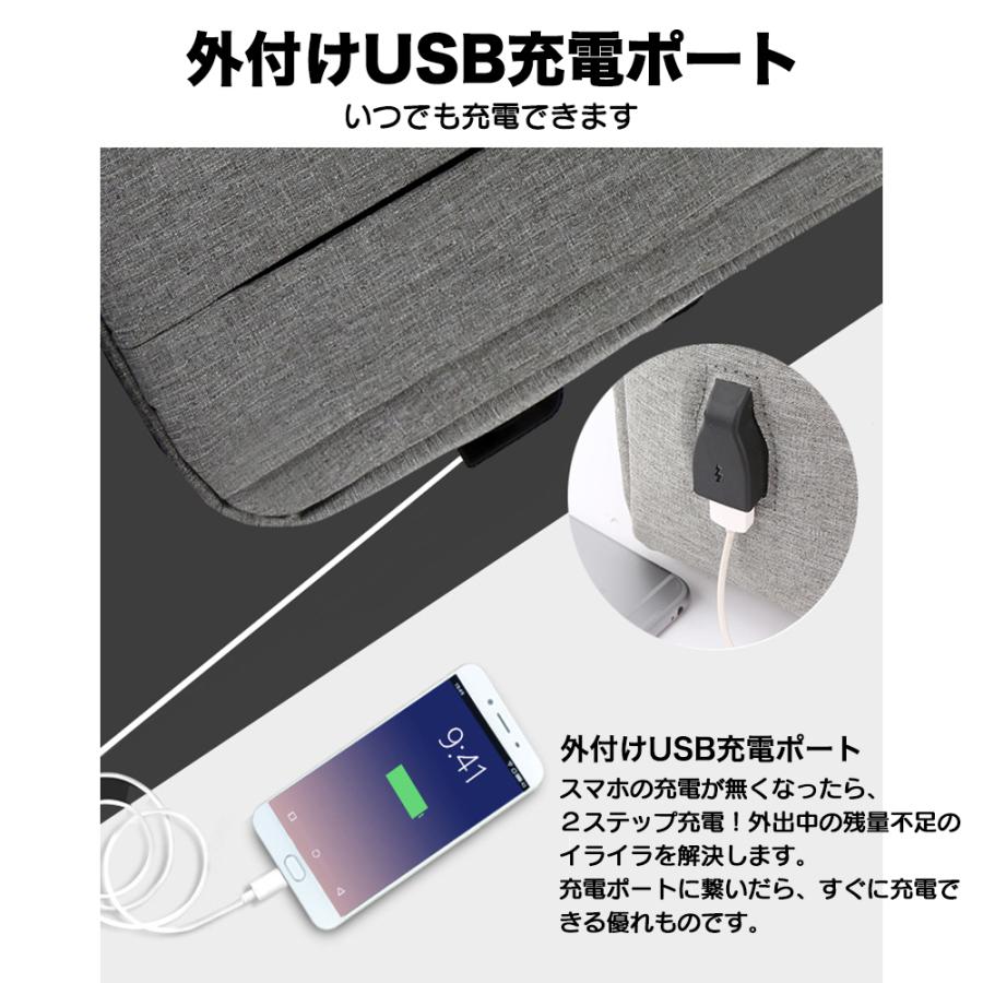 ビジネスリュック バッグ 通勤 通学 大容量 薄型 出張 撥水 軽い USB 