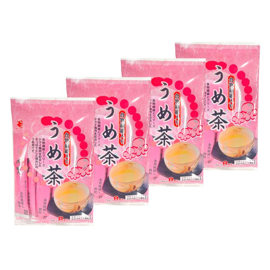 うめ茶 3g×8P 4袋セット(32本) かね七 食物繊維入り 梅 梅肉 パスタ 炊き込みご飯 スティックタイプ メール便送料無料 | 
