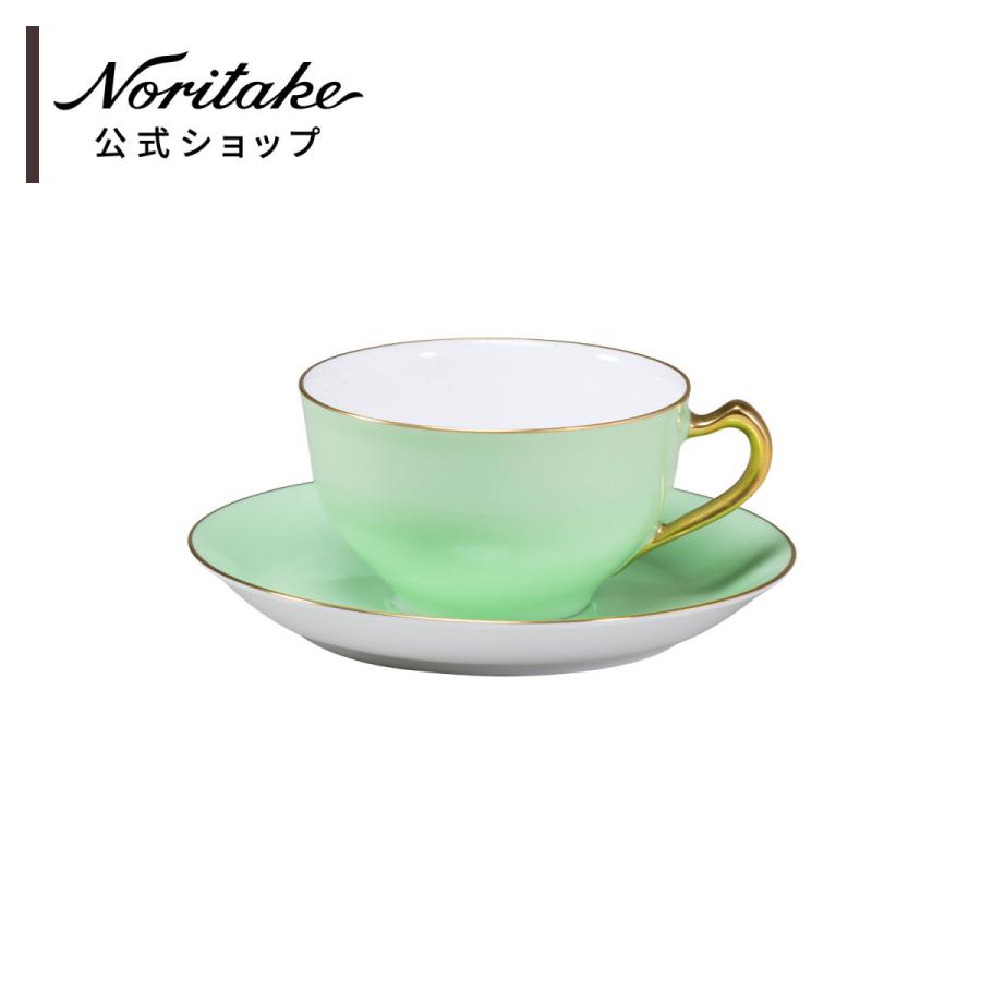 大倉陶園 色蒔き(グリーン) ティー・コーヒー碗皿 ( ギフトボックス 