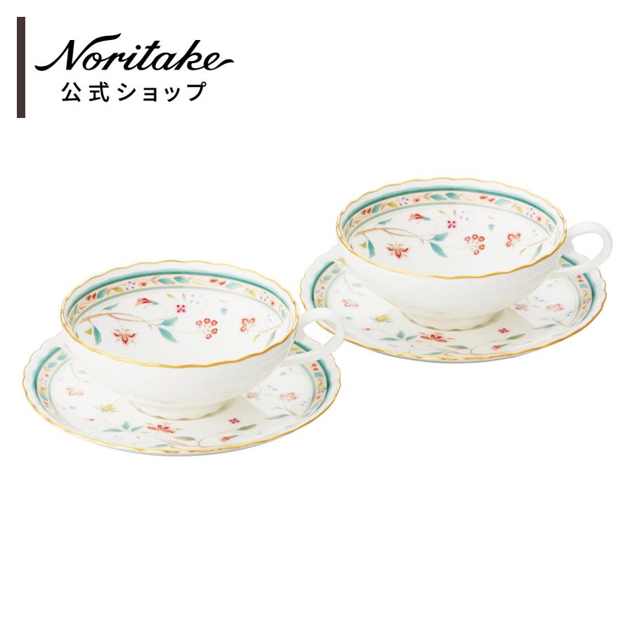 ノリタケ 花更紗 ティーカップ＆ソーサーペア ( ギフトボックス入り