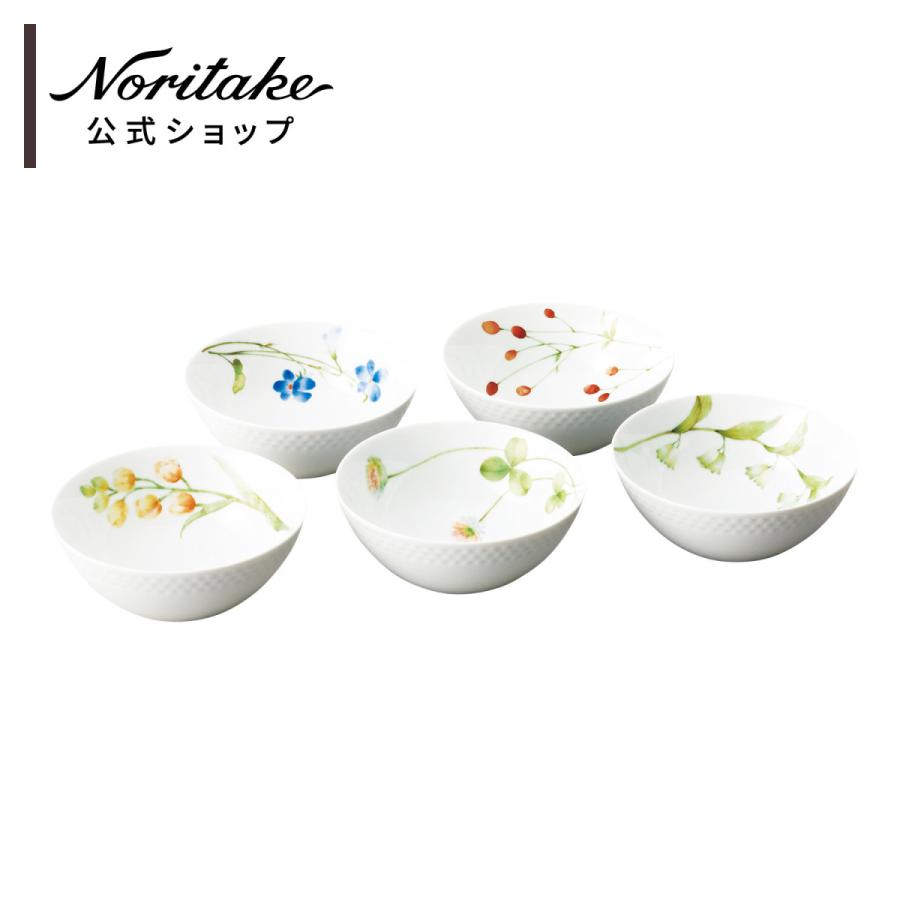ノリタケ あづまの路 14cmボウルセット(5個)(絵変り) ( 電子レンジ対応