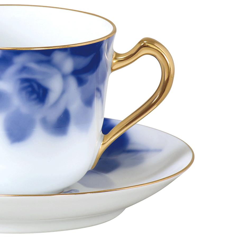 大倉陶園]ブルーローズ コーヒー碗皿 手描き