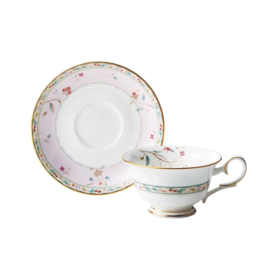 ノリタケ 花更紗 カップ＆ソーサーペア(色変り) ( ギフトボックス入り ティーカップ コーヒーカップ 青 ピンク ティーカップ おしゃれ ブランドの画像