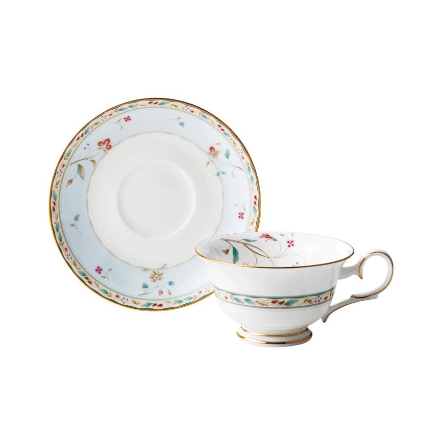 ノリタケ 花更紗 カップ＆ソーサーペア(色変り) ( ギフトボックス入り ティーカップ コーヒーカップ 青 ピンク ティーカップ おしゃれ ブランドの画像