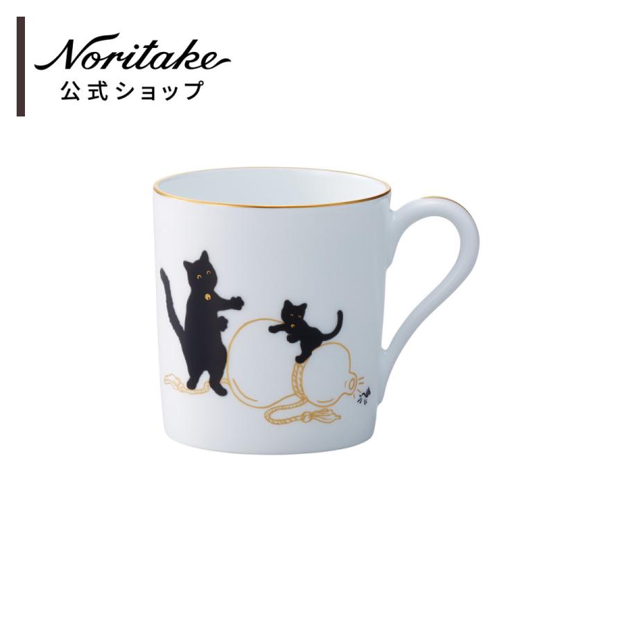 大倉陶園 黒猫親子-縁起物語-II マグカップ「瓢箪から駒」 ( 食器