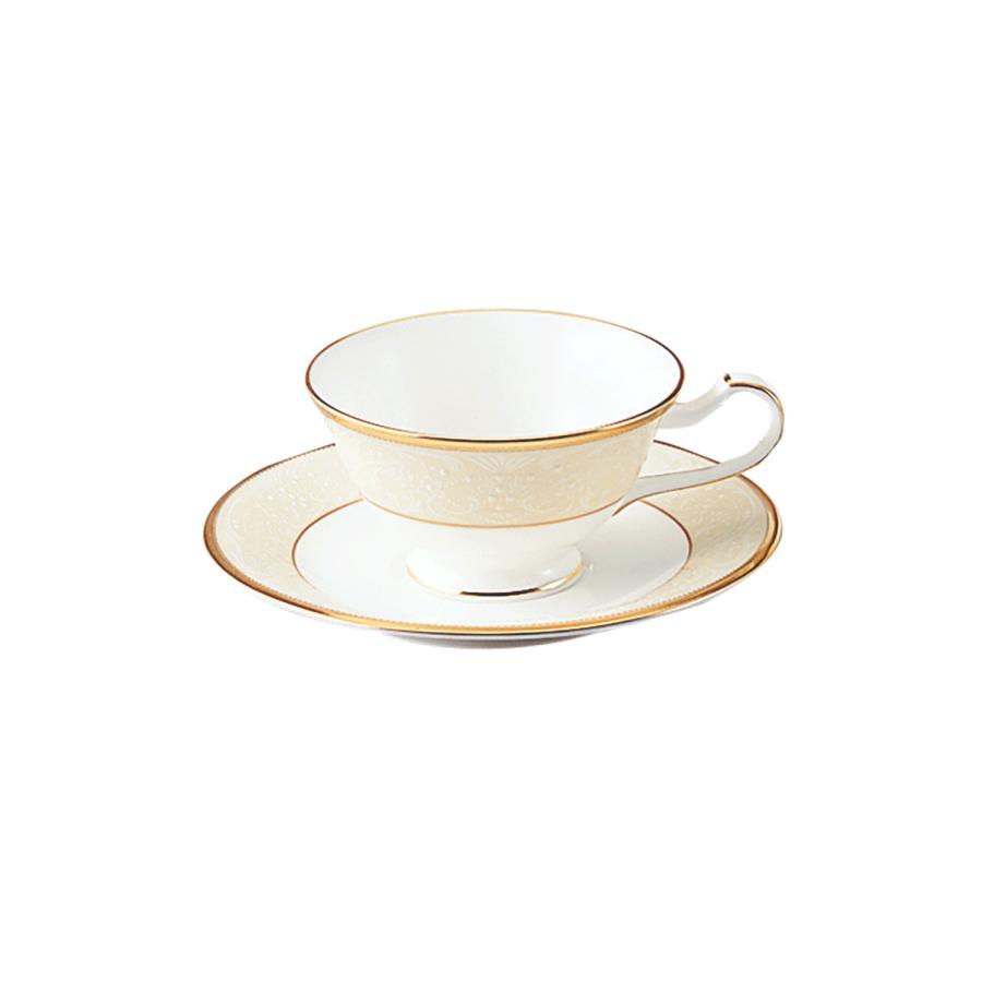 ❤ Noritake カリフパレスティーカップペア&ストレーナ＋ケーキ皿サーバ付 ノリタケ ホワイトパレス カップ＆ソーサーペア ( ギフトボックス入り