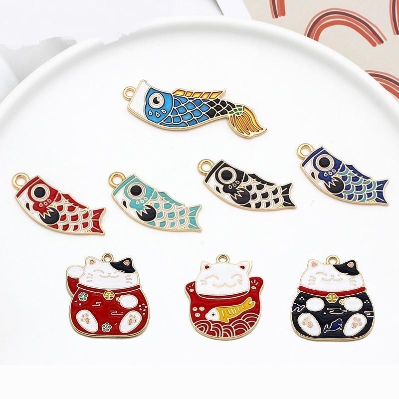 招き猫 鯉のぼり 猫 チャーム パーツ 金具 ピアスパーツ バッグ