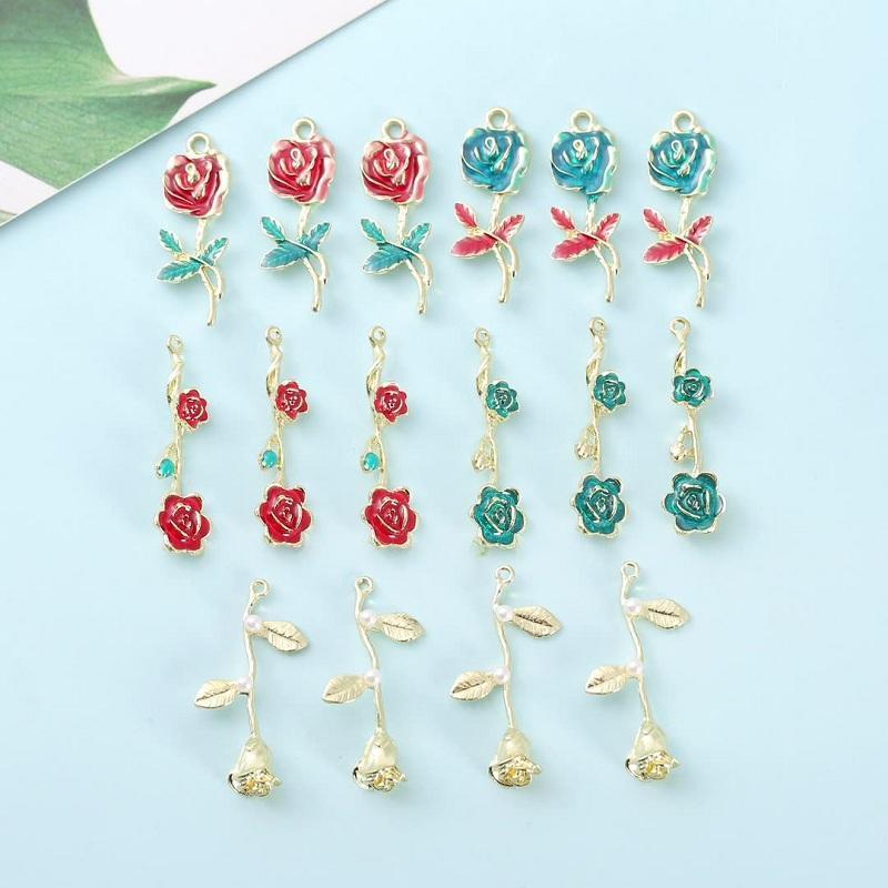 立体リアル 薔薇 バラ チャームピアスパーツ 金具アクセサリーパーツ
