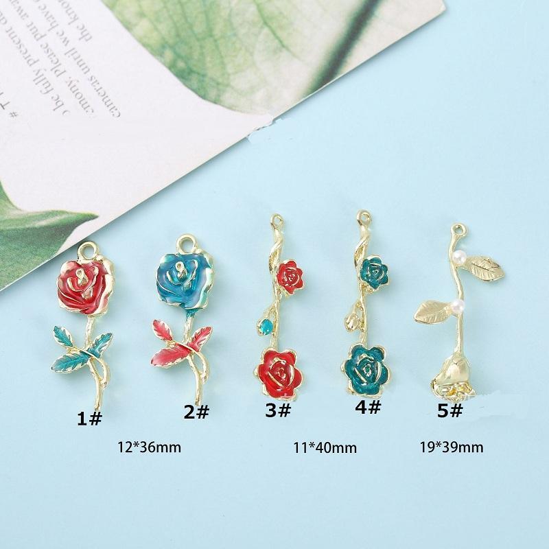 立体リアル 薔薇 バラ チャームピアスパーツ 金具アクセサリーパーツ