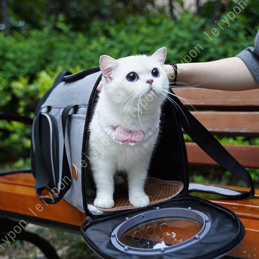 ペットキャリーバッグ 猫 キャリーケース ショルダーバッグ 犬 透明ドーム メッシュ付き ショルダーベルト付き 通気性 手提げキャリーバッグ 車載 ドライブ_19