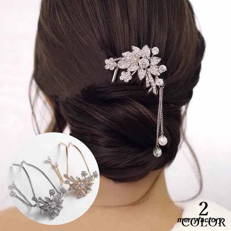 かんざし 簪 レディース 大人 ヘアアクセサリー U字 花 フェイクパール