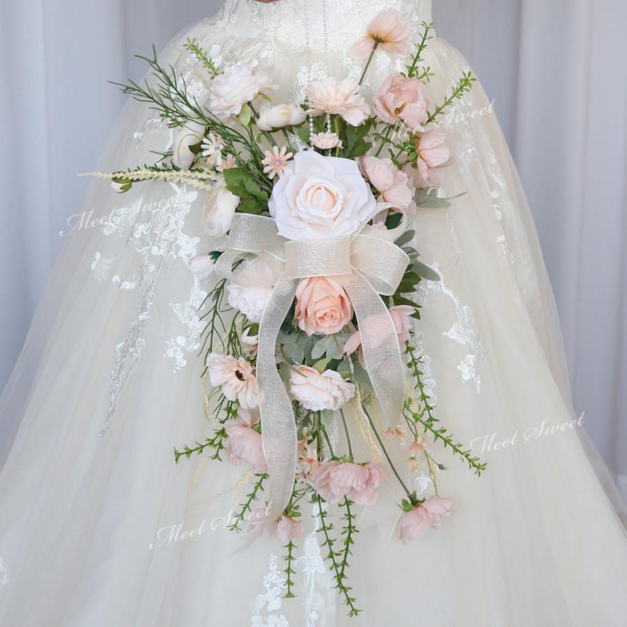 ウェディングブーケ ブートニア ウェルカムスペース ブライダル 結婚式 二次会 結婚式35*30cmブーケ/ブートニア セット 造花 ブライダル 花束