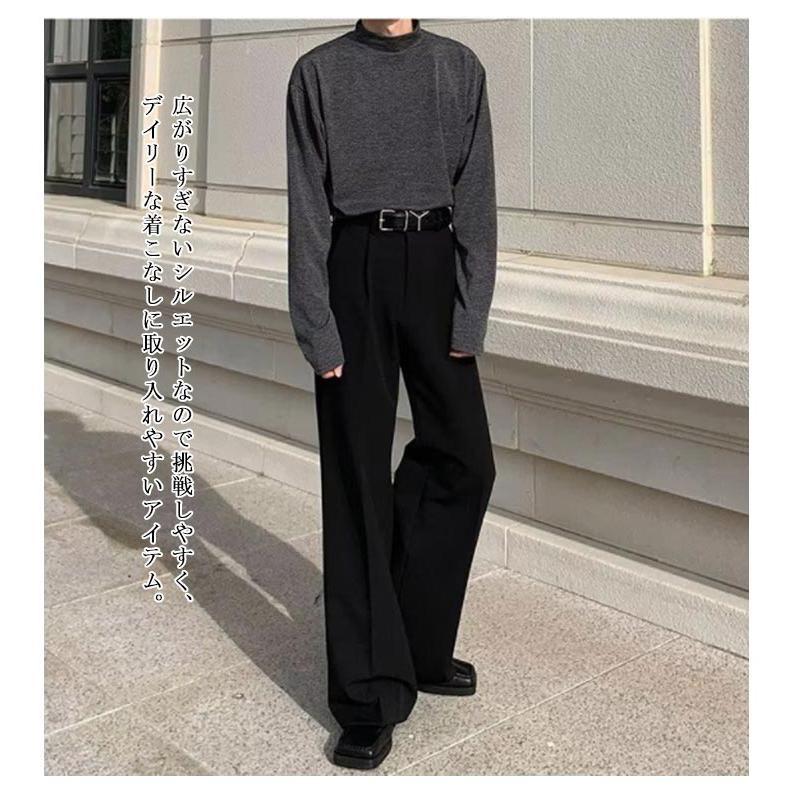 フレアパンツ メンズ スラックス センタープレス ブーツカット 黒