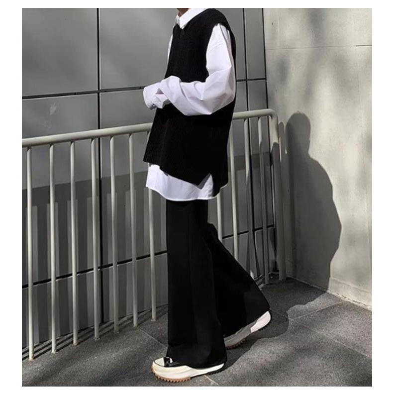 フレアパンツ メンズ スラックス センタープレス ブーツカット 黒