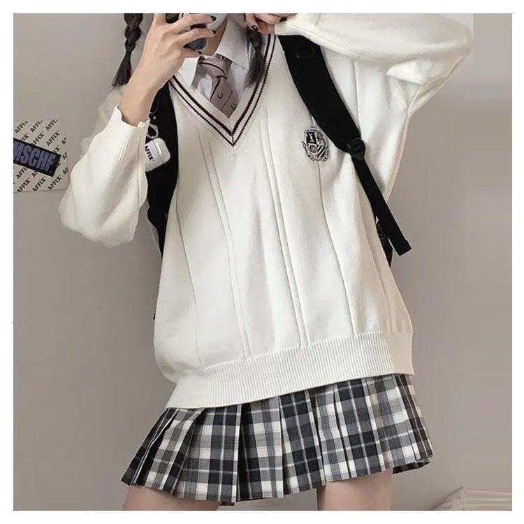 スクール セーター 制服 Vネック 女子 スクールセーター ライン入り