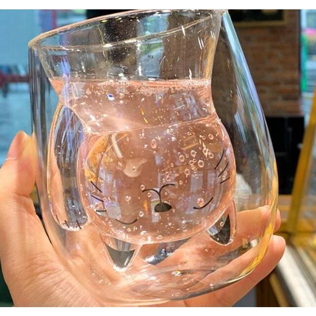 3個セット！ダブルウォールグラス かわいい カップ 250ML ねこ