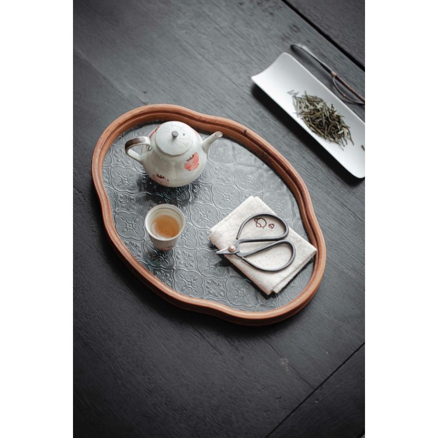 お盆 トレー 耐熱ガラス 木製 トレイ 茶席 おしゃれ インテリア 小物